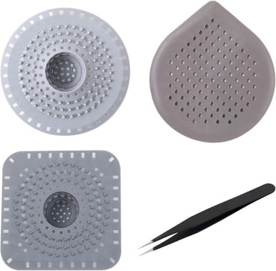 Haarfilter 3 Stuks - 13x13 cm - Zwart en Grijs - Voorkomt Verstoppingen in Badkuip en Gootsteen - ShopVlot