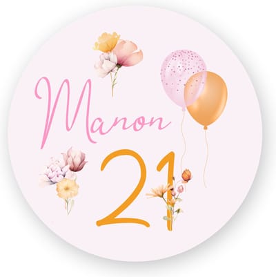 21 dinner Stickers Met Naam en Leeftijd - Gepersonaliseerd - Sluitstickers Pimp Studio - 21e verjaardag - Sluitzegel- Wensetiket - Rond - 40mm - Glossy sticker