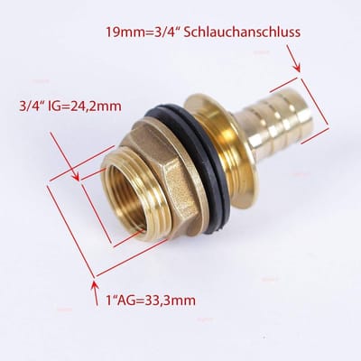 schroefverbinding + slangtuit 19 mm 3/4' IG 1' AG (ALF3 + F2)