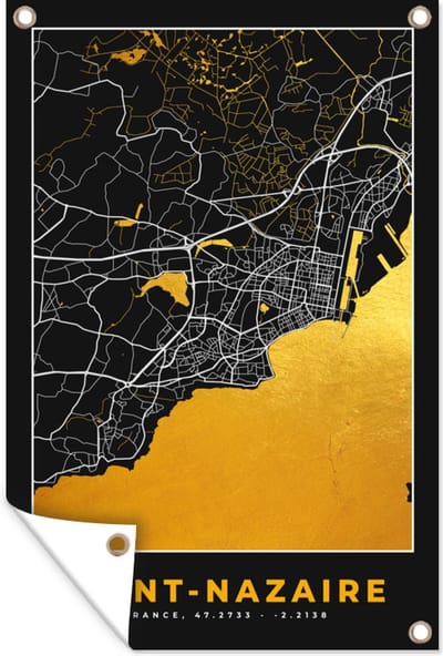 Muurdecoratie Frankrijk – Saint-Nazaire – Stadskaart – Plattegrond – Kaart - 120x180 cm - Tuinposter - Tuindoek