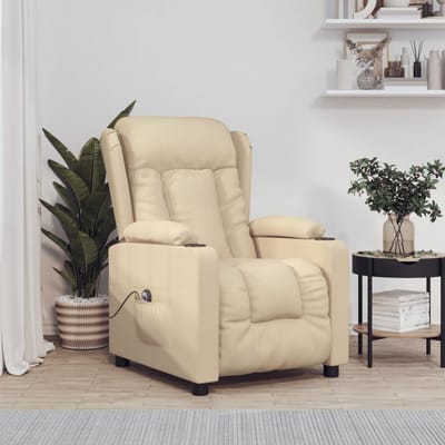 vidaXL - Fauteuil - verstelbaar - elektrisch - stof - crèmekleurig