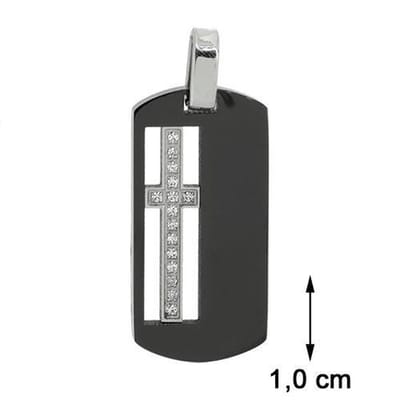 Blinx Jewels Stalen Hanger Plaat Kruis Steentjes Zirkonia