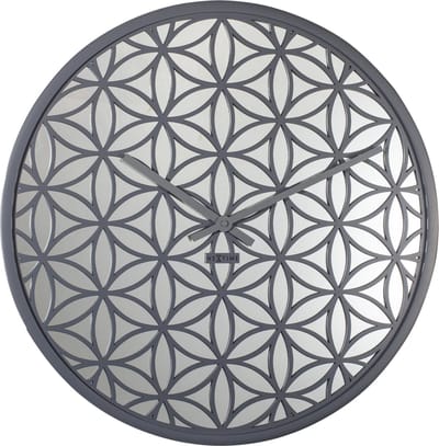 NeXtime - Wandklok - 50 cm - Hout/Spiegel - Grijs - 'Bella Mirror'