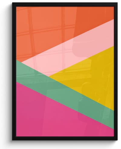 Poster in lijst - Fotolijst 60x80 cm - Posters - Driehoeken - Kleurrijk - Abstract - Posterlijst zwart - Decoratie - Wanddecoratie woonkamer - Muurdecoratie slaapkamer