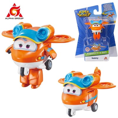 Super Wings Mini Dizzy Robot Transformable en Avion en 3 Étapes Figurine d'Action Déformable de 2 Pouces 2 Modes Transformables Jouet pour Enfant