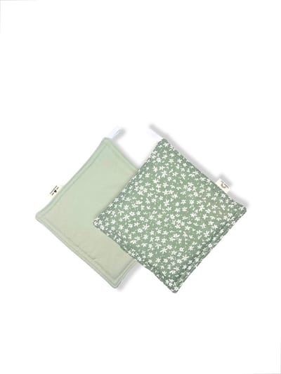 Duurzaam cadeau - Tweezijdige pannenlap - Groene print - Set van 2 - 20x20cm - Zero waste