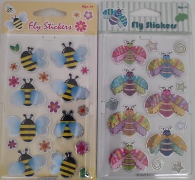 3D Fly Stickers - 3D Stickers- Vlinders - Bijen - 2 Designs - 12 Vellen - Uitdeeltraktatie - Traktatie