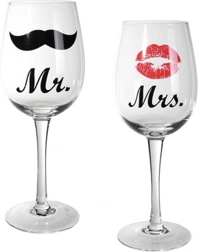 Mr & Mrs Wijnglazen - Wijnglas - 430 ML - 2 Stuks