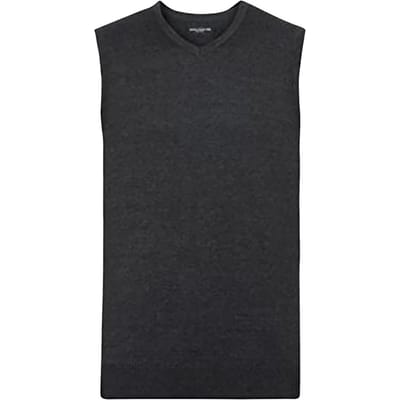 Russell Collectie Heren V-hals Mouwloos Gebreide Trui-trui-top / Trui-trui (Houtskool mergel)