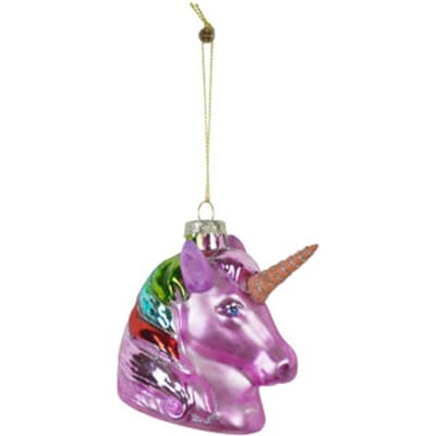 Housevitamin Kersthanger Roze Eenhoorn – Glas – 5×8×8,5 cm – Kerstbal Ornament – Pastel Sprookjesachtig – Kerstversiering
