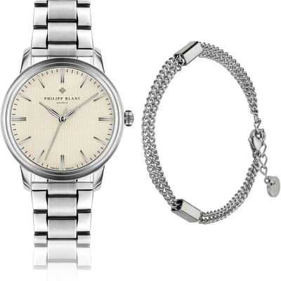 Horloge met padded en gestikte band Philipp Blanc Zurich