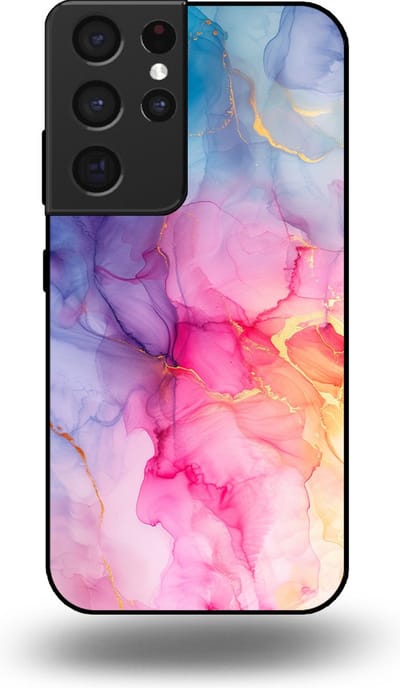 Smartphonica Telefoonhoesje geschikt voor Samsung Galaxy S21 Ultra met marmer opdruk - TPU backcover case marble design - Regenboog geschikt voor Samsung Galaxy S21 Ultra
