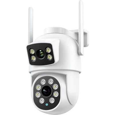 4K 8MP Wifi Camera PTZ Buiten Dubbele Schermen Menselijke Detectie Dubbele Lenzen Kleur Nachtzicht Beveiliging Bescherming IP Camera Audio EU Plug