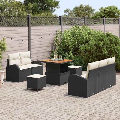 vidaXL - Tuinbank - Set - 8 - st - 7-Aantal - zitplaatsen - Zwart - en - Crème