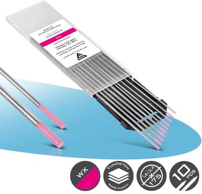 STAHLWERK Wolframelektroden / laselektroden WX Pink 1,6 + 2,4 mm 5 stuks in praktische set van 10