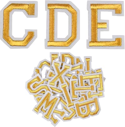 Somstyle 52-Delige Strijk Embleem Set - Letters - Patches voor Kleding - Alfabet Stof & Strijk Applicatie - Goudkleurig