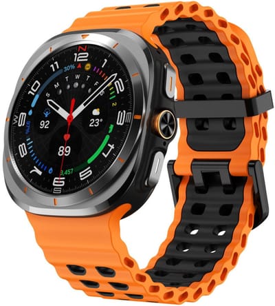 Siliconen bandje - geschikt voor Samsung Galaxy Watch Ultra (47mm) / Ultra 2025 (47mm) - ocean stijl met gesp - oranje zwart