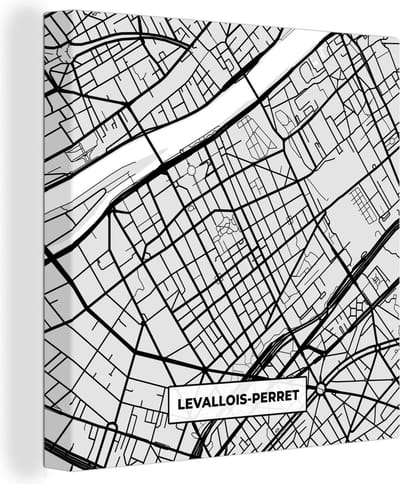 Canvas Schilderij Frankrijk - Levallois-Perret - Stadskaart - Plattegrond - Kaart - 20x20 cm - Wanddecoratie