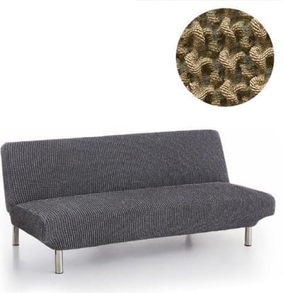 Belmarti® Bankhoes Milos Click Clack slaapbank 160cm tot 210cm breed - Beige - Premium elastische stof - Ademend en antistatisch - voor ultiem zit- en slaapcomfort