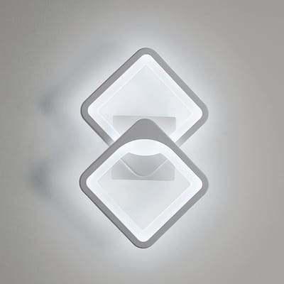 Riserva LED Wandlamp Dubbel Vierkant Design - 24W - 2700 lm - 6500K Koel Wit - Wit - Moderne Wandverlichting voor Hal, Gang, Trap en Balkon