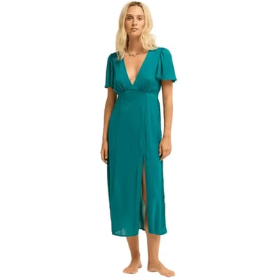 Billabong Jet Set Midi-jurk Met Korte Mouwen Groen M Vrouw