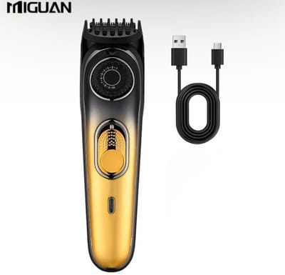 Miguan Tondeuse - Ingebouwde Clipper met 20standen 0,5mm tot 10mm - Usb Oplaadbare Scheerapparaat voor Gezichtshaar, Hoofdhaar en Lichaamshaar - Perfecte Lichaamshaar Verzorging - Batterij Indicator - Kleur: Goud