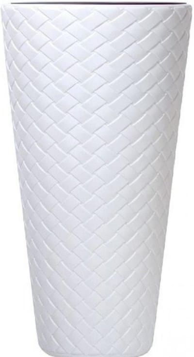 Hoge bloempot met imitatie inzet 40x78 cm Matuba Slim  - Wit