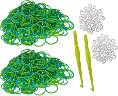 Behave - 600 Loombandjes - Blauw-Groen - Met Weefhaken & S-clips - Latexvrij - Creatief Speelplezier