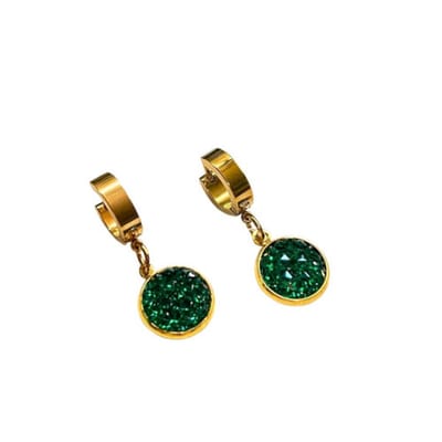 2 Love it Sparkling Delight - Oorbellen - Stainless steel - 3 x 1.2 cm - Groen - Goudkleurig