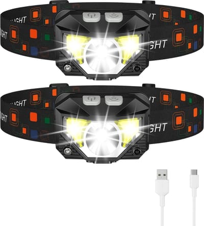 Hoofdlamp LED oplaadbaar - 2 Pack - 6 standen - Verstelbaar - 120 meter - Koplamp voor Camping - Militaire stijl - Waterbestendig - Proskill - Oplaadbare batterijen - Rode lamp - Camperen - Headlight - Hoofdzaklamp