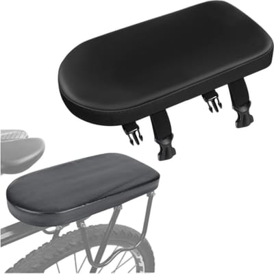 Fietszitkussen van PU-leer - comfortabel en verdikt voor passagiers - zitkussen voor achterop de bagagedrager van een mountainbike - zitkussen voor achterop de bagagedrager van een racefiets - 30*15*3,5 cm - voor passagiers op de bagagedrager - zwart