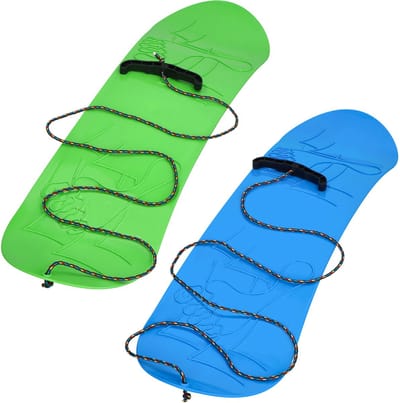 KOTARBAU® 2 stuks Speelgoed Snowboard, Kunststof, 68x20 cm, Blauw & Groen, Sneeuw Slee, Plastic Glijder Sneeuw, zonder Binding, met Touw, Sneeuwglijder, Slee