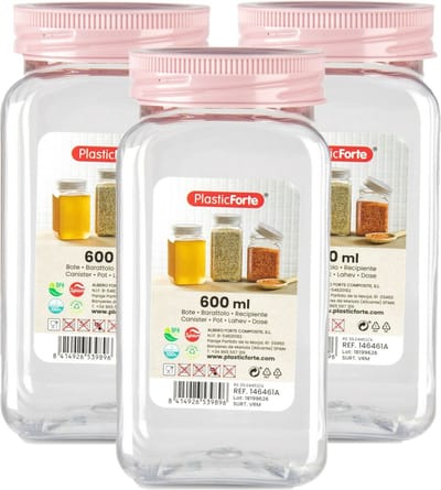 PlasticForte Voorraadpot/bewaarpot - 6x - 600 ml - kunststof - oud roze - B7 x H15 cm