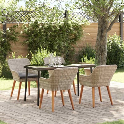 vidaXL - Tuin - Eettafel - Set - 5 - st - Lichtgrijs - poly - rattan