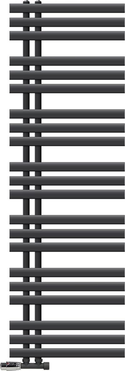 Badkamerradiator middenaansluiting 500x1600 mm antraciet met muuraansluitset LuxeBath