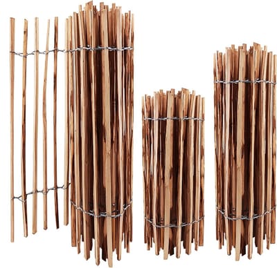 Staketenhek Hout - Tuinhek Kastanje Hazelaar - Tuin Afscheiden - Duurzaam Hazelnoothout - 10 x 0.6 meter - Bruin