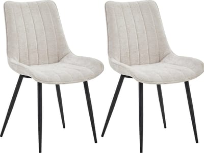 Colenis® - Verta Eetkamerstoel - Set Van 2 - Beige - Chenille Stof - Industrieel - Stoel
