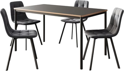 Eetkamerset Lindesberg 5-delig met 140x80 cm [en.casa]