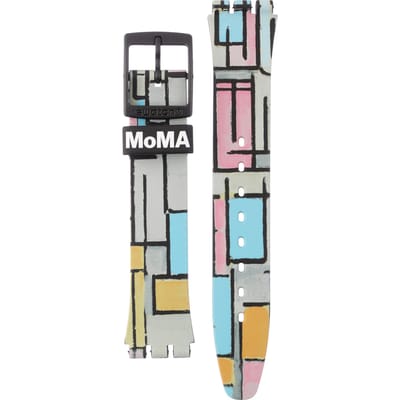 Swatch Plastic - Originals Medium (34mm) /Access/Solar/Musicall/Stop - G/SK/SL/SR/SS/SO28 AGZ350 GZ350 Composition in oval with color planes 1 - by Piet Mondriaan Horlogeband