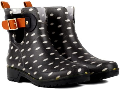 Geweo Regenlaarzen - Regenlaarzen dames - Kort Boots - stof- en waterdicht - Festival - Natuurrubber - Kleding voor het regenseizoen - Zwarte en witte vlekken - Maat 37