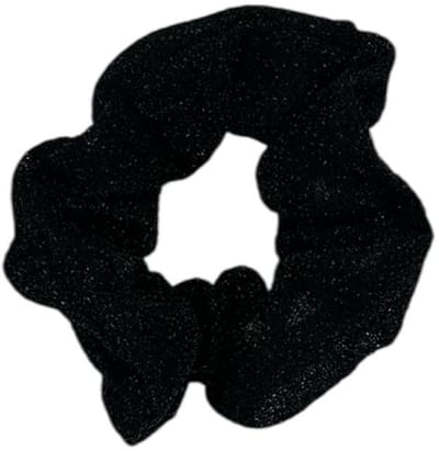 Scrunchie - elastiek - glimmende stof - glitters - kerst - zwart