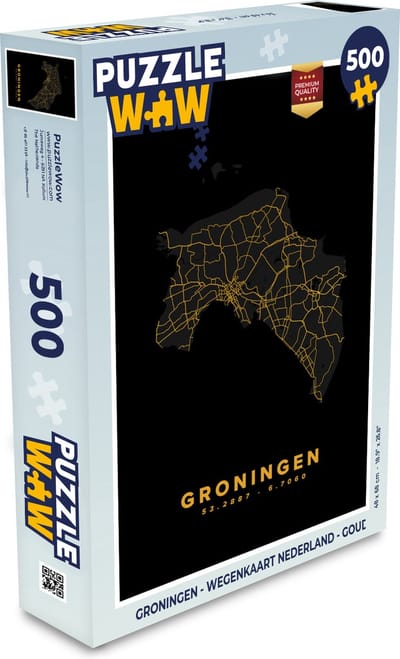Puzzel Groningen - Wegenkaart Nederland - Goud - Legpuzzel - Puzzel 500 stukjes