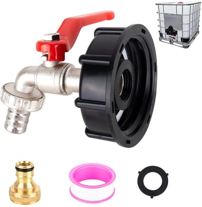 Dailygoods - Ibc Aftapkraanadapter, tankaccessoires, kap, kraan, slangaansluiting voor 1/2 inch messing Ibc tankaccessoires, S60 x 6 grove schroefdraad Ibc adapter met slangaansluiting en stofafdichtband