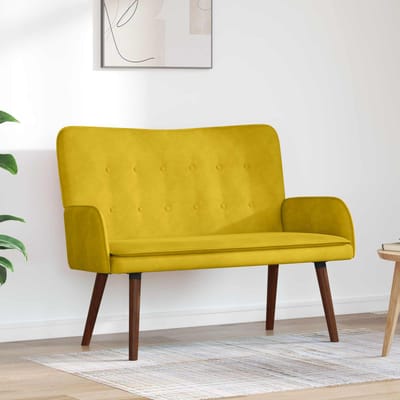 vidaXL - 2-Zits - Sofa - Geel - 115 - x - 61 - x - 87 - cm - fluweel