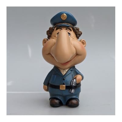 MadDeco - Handbeschilderde Polystone Brillenhouder in de Vorm van een Politieagent - politie - agent - 11 cm hoog