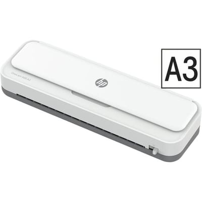 HP OneLam 400 A3 Lamineerapparaat - Visitekaartje tot DIN A3-formaat - incl. Snij liniaal/ Hoekschraper - 15-delige Starterset - Wit