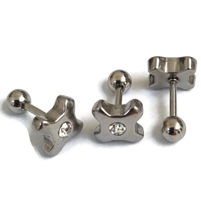 Aramat Jewels | Piercings | Vierkante Helix Piercing van Staal met Zirkonia | | | |6mm | Staal | Volwassenen | Verkleurd niet