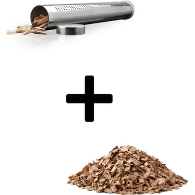 Napoleon Smokeset Smoker Tube Met Appelhoutsnippers 700 g, BBQ Wood Chips Appel, Voor Mild Rookaroma, Voor Start Met Smoken, Compleet, Bruin