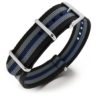 NATO Horlogeband G10 Military Nylon Strap - Zwart Grijs Blauw 18mm