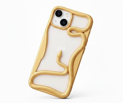 Goudkleurig slang design telefoon hoesje geschikt voor iPhone 15 dames en heren met 3D reliëf slang detail, zachte TPU backcover met electroplating rand en effen kleur afwerking